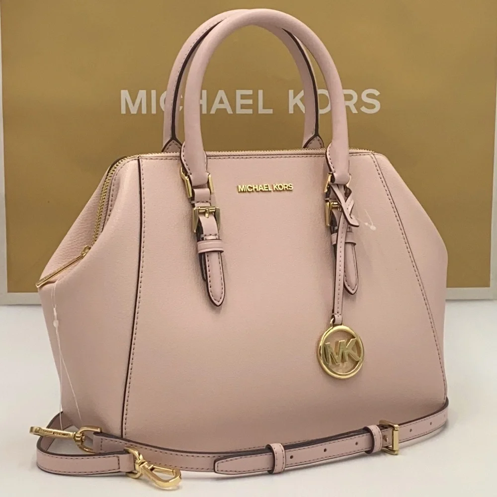 MICHAEL KORS CHARLOTTE LARGE SATCHEL POWDER BLUSH - Picture 2 of 15